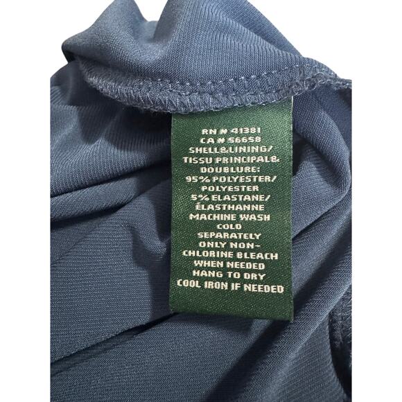 Lauren Ralph Lauren Ruched Faux-Wrap Bell Sleeve Dress Deep Teal Size 8 - Picture 6 of 7